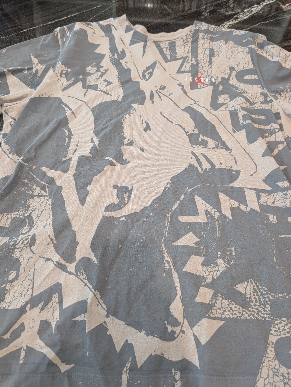 Nike Jordan Grey and Cream Abstract Graphic T-shirt, Mens